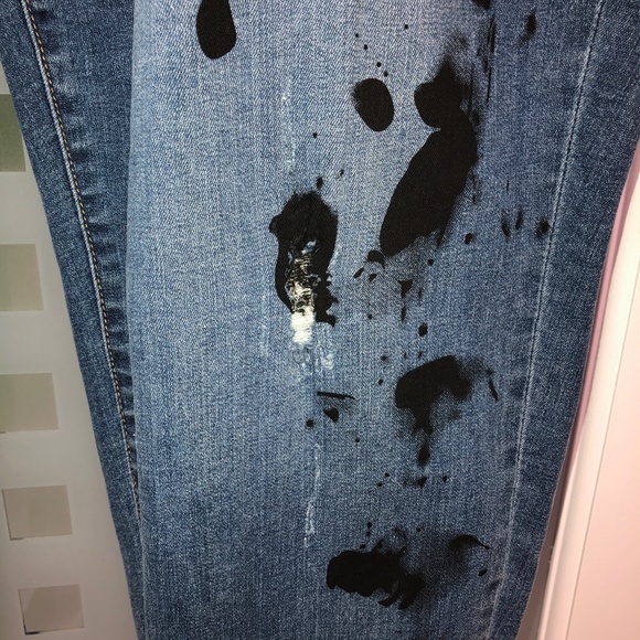 🎉7xHP🎉 LANE BRYANT Low Rise Boyfriend Jeans Paint Distressed Stretch 18 NWT! - Picture 8 of 16